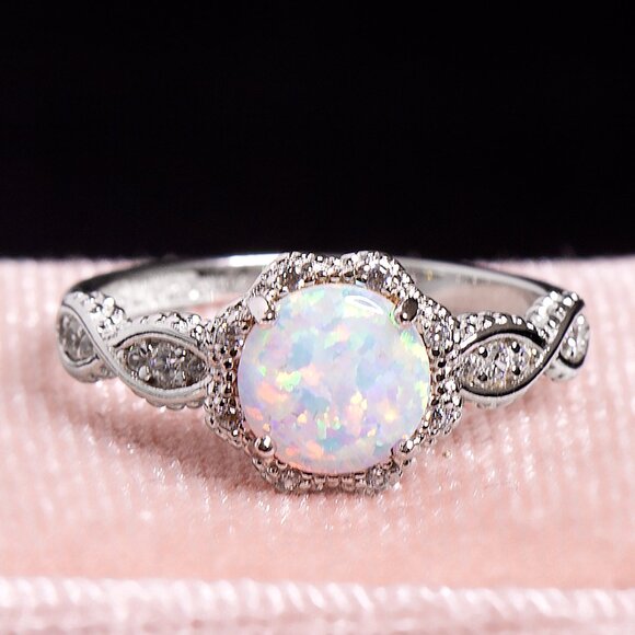 925 Sterling Silver Opal Ring – Size 6, Dainty Opal Gemstone, Gift For Her - Picture 3 of 9